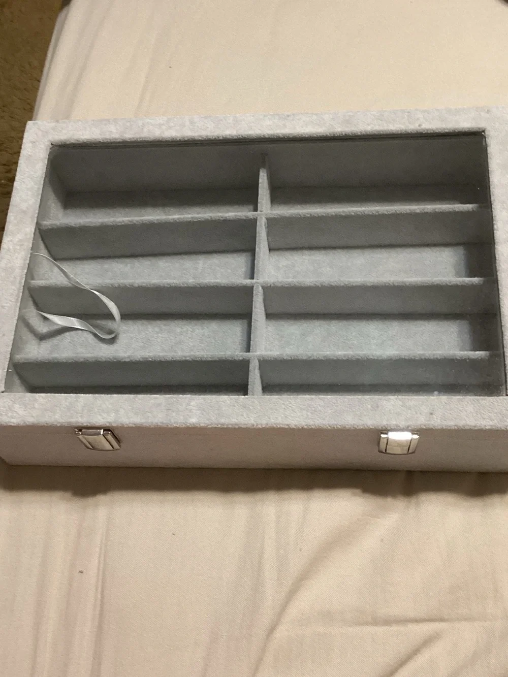 Gray Eyeglass/Jewelry Display Organizer Box with Compartments